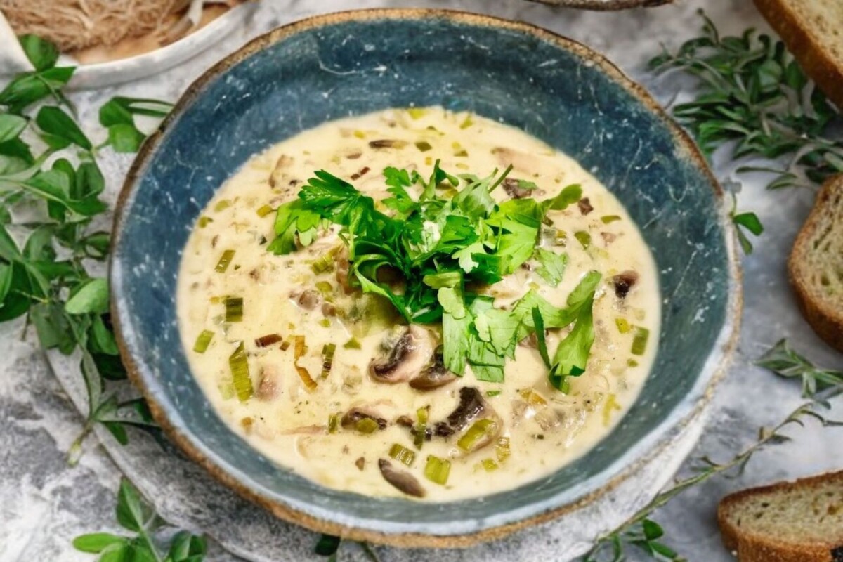 Amazing Creamy Vegan Cream of Mushroom soup recipe - Munchyesta