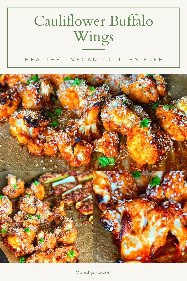 Cauliflower Buffalo Wings Vegan and GF Munchyesta