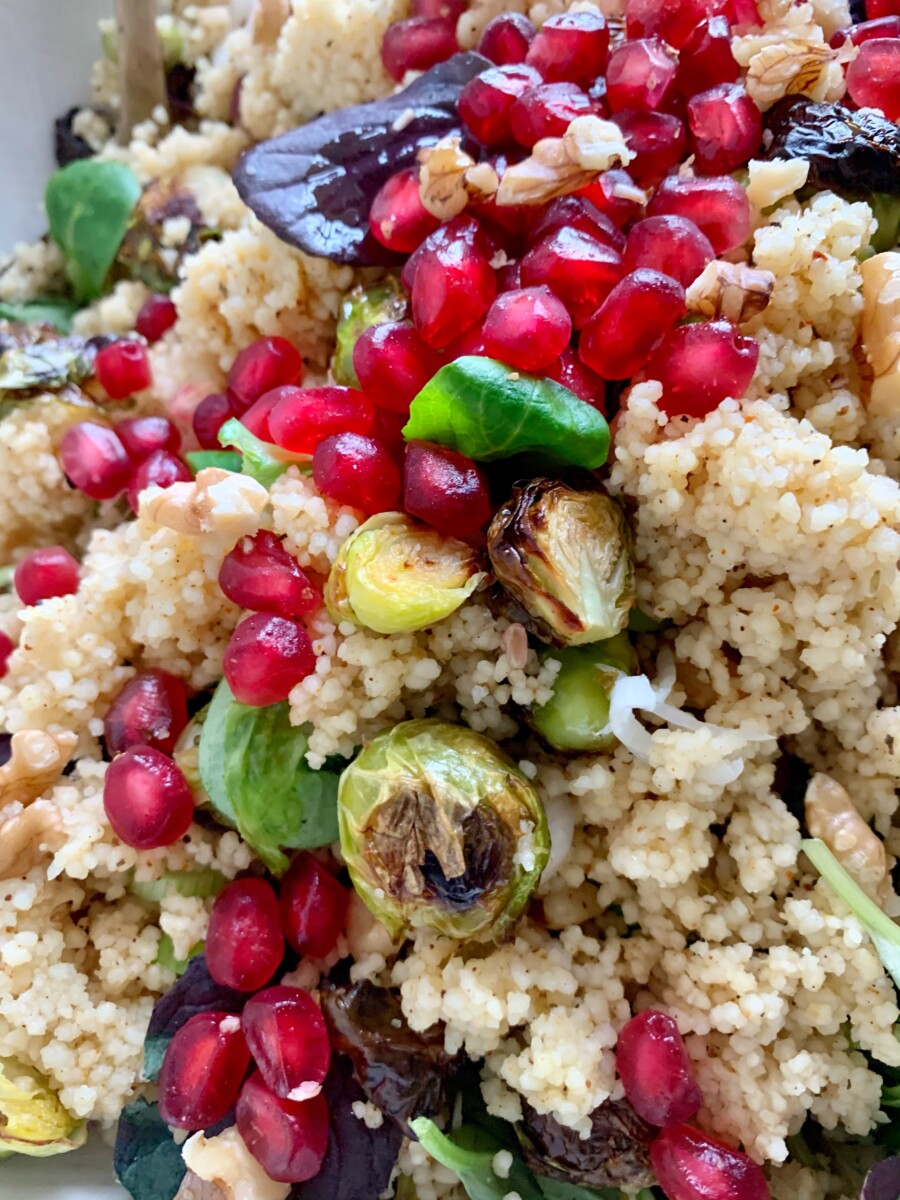 Easy Roasted Brussels Sprouts Couscous Salad Munchyesta