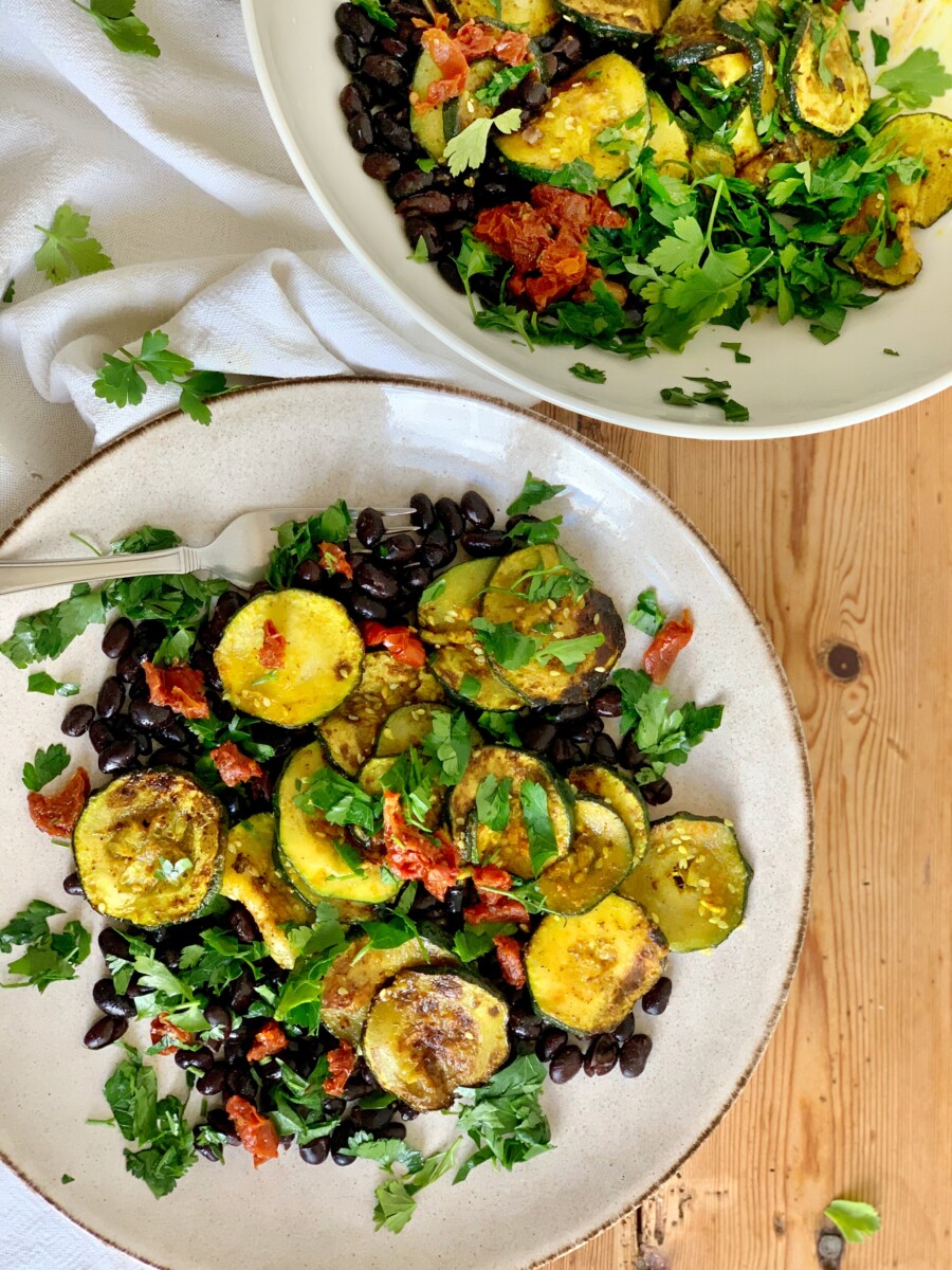 Amazing Spicy Black Beans Zucchini Salad Munchyesta